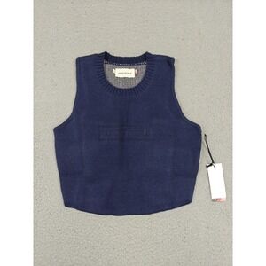 Honor The Gift Sweater Vest Womens Large Long Beach Navy Ribbed Knit Top